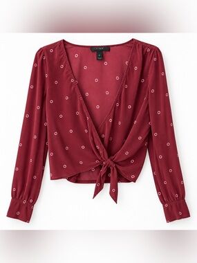J.Crew Burgundy Wrap Blouse Women's XS